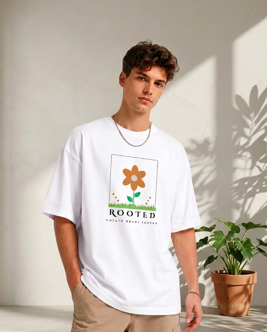 Rooted Nature Never Rushes - Premium Oversized T-Shirt