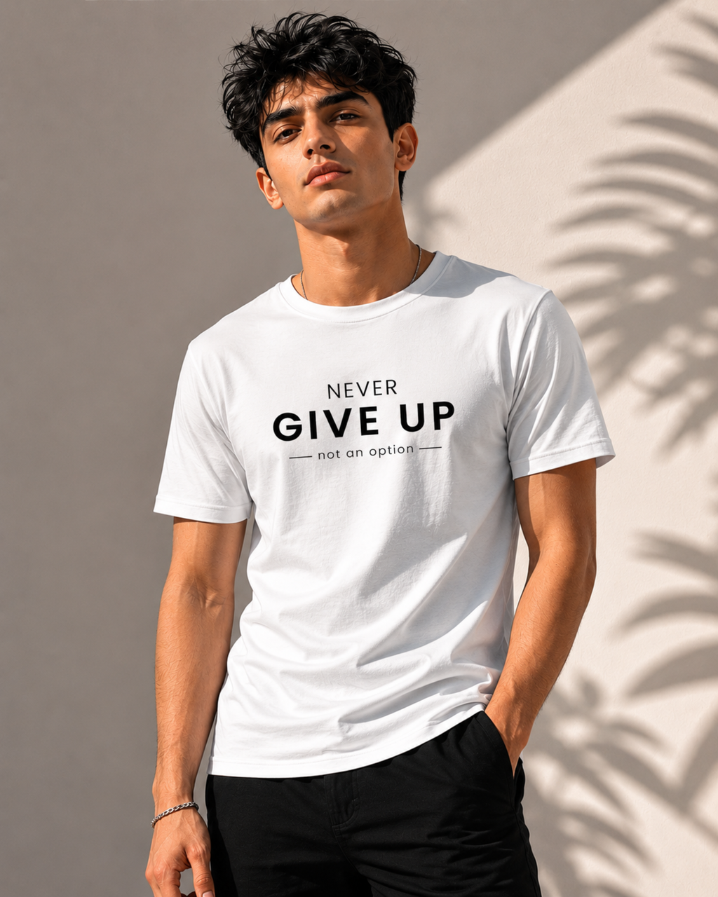 Never Give Up - Premium Regular Fit Tee