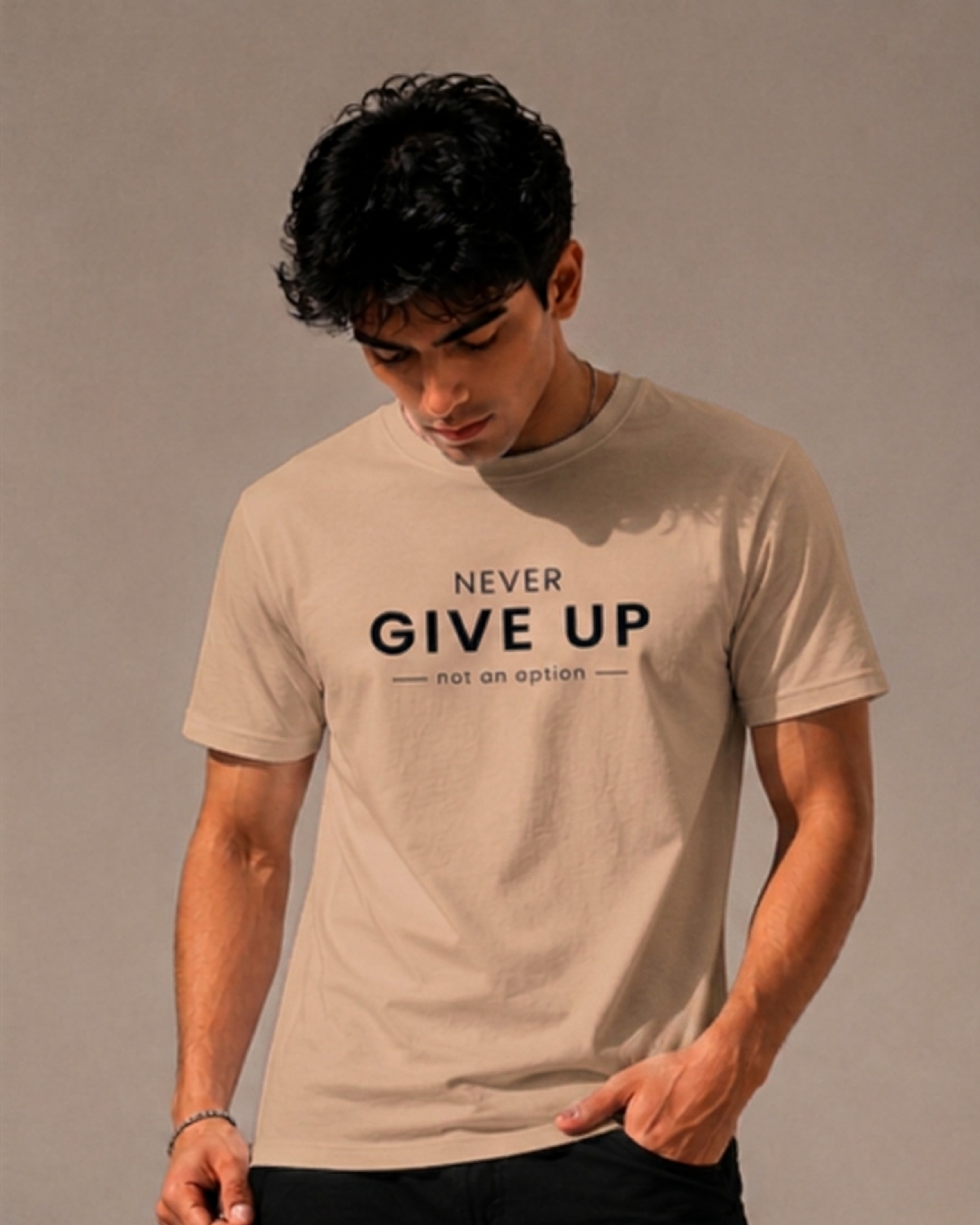 Never Give Up - Premium Regular Fit Tee