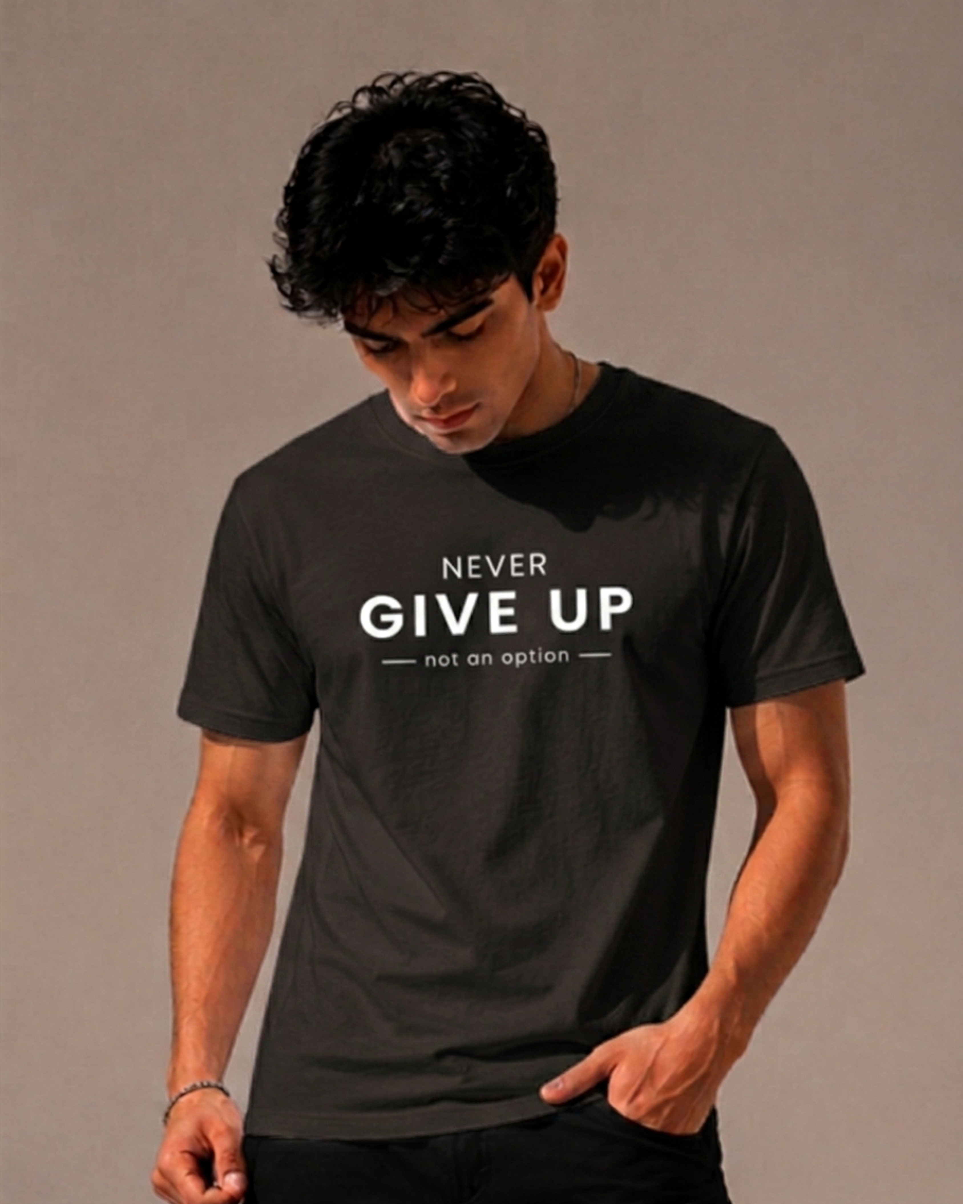 Never Give Up - Premium Regular Fit Tee