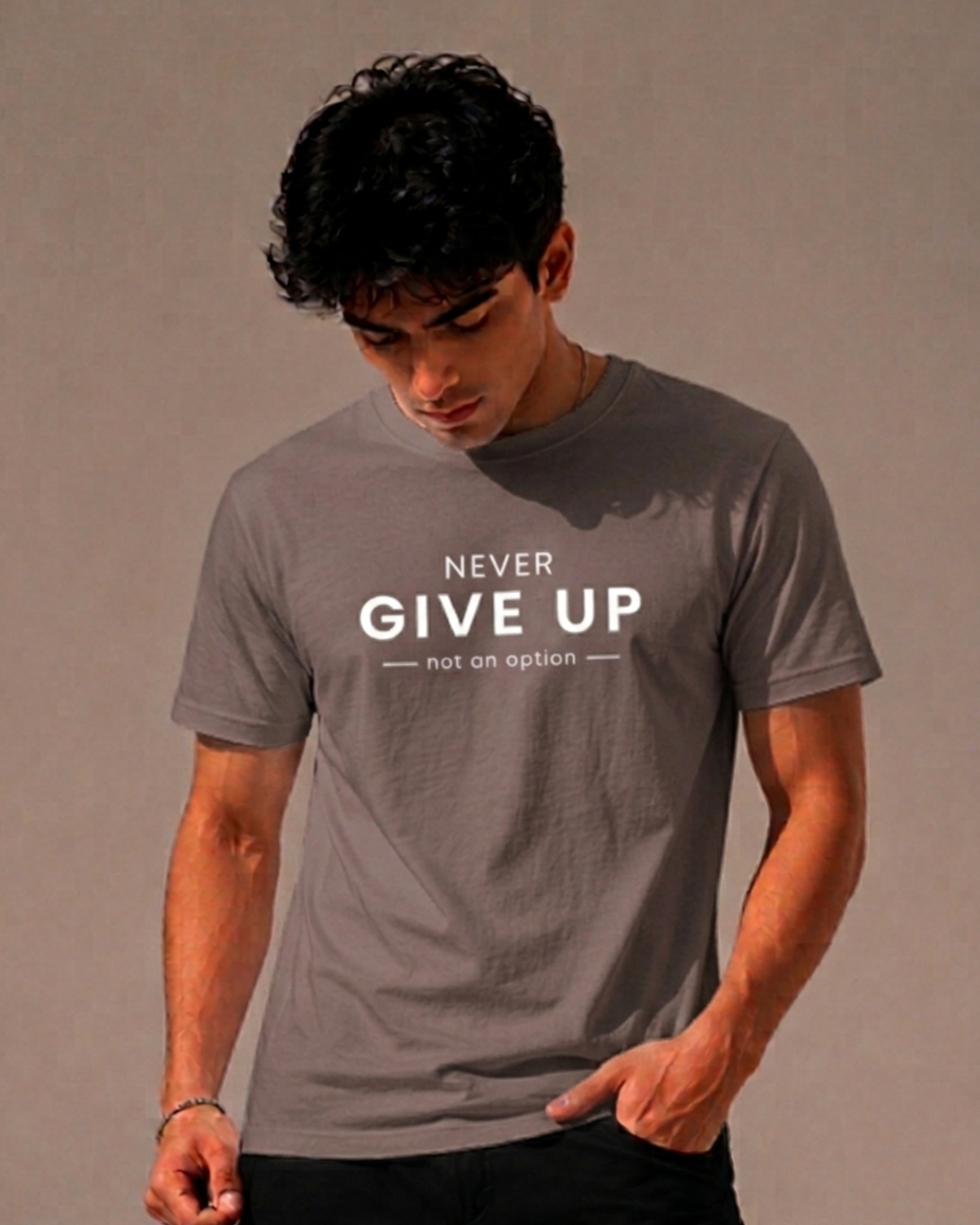 Never Give Up - Premium Regular Fit Tee