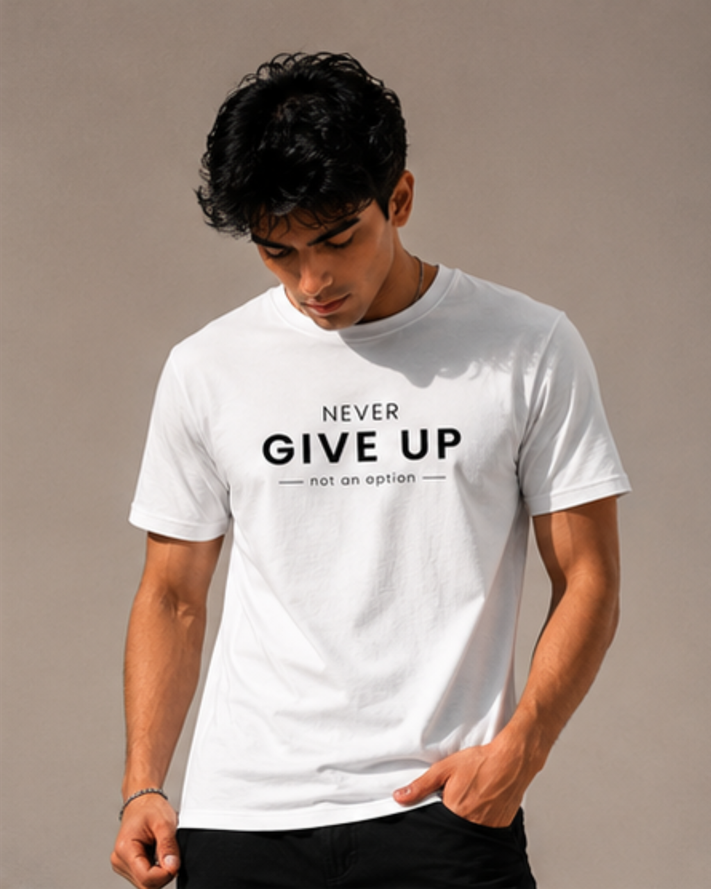Never Give Up - Premium Regular Fit Tee