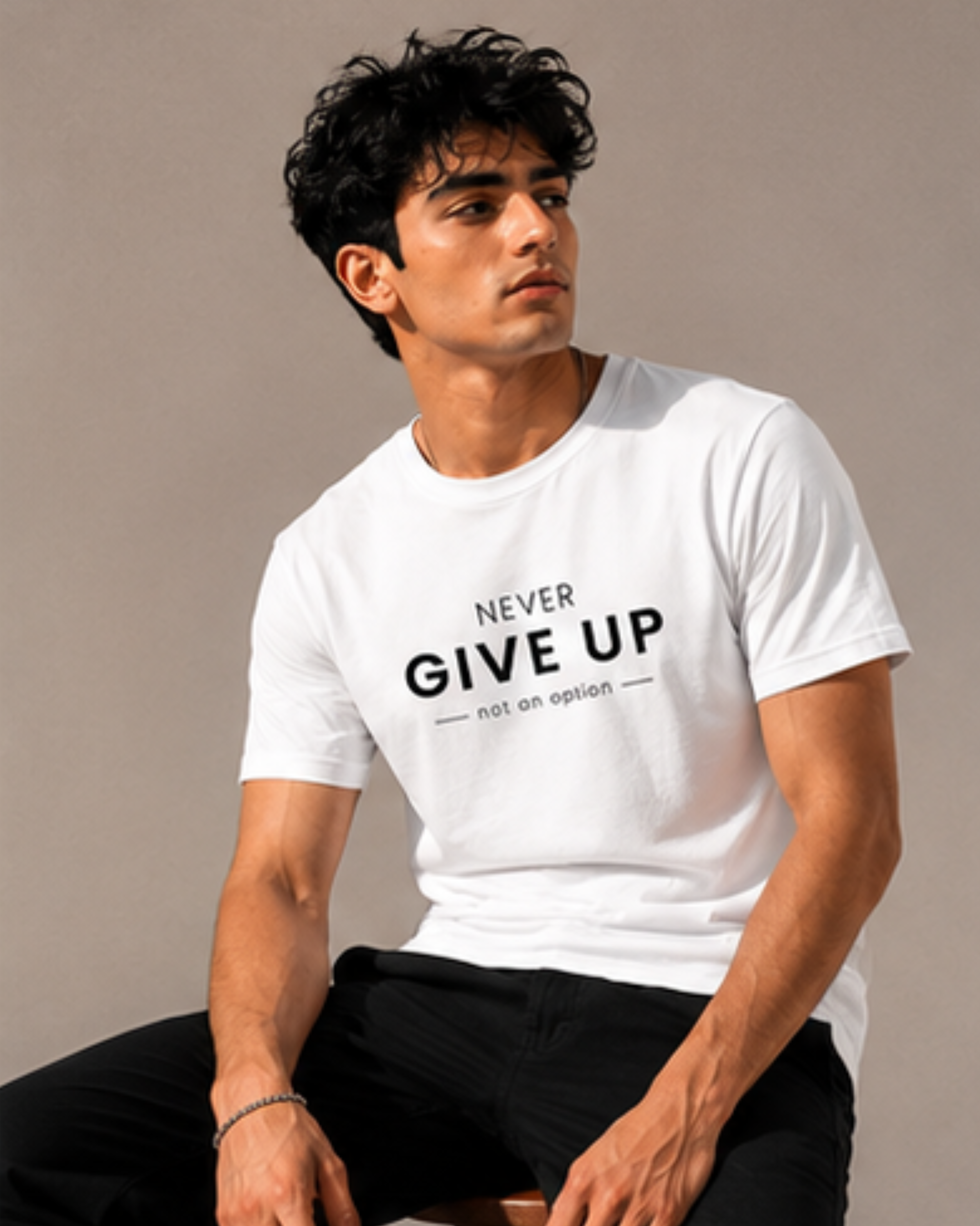 Never Give Up - Premium Regular Fit Tee