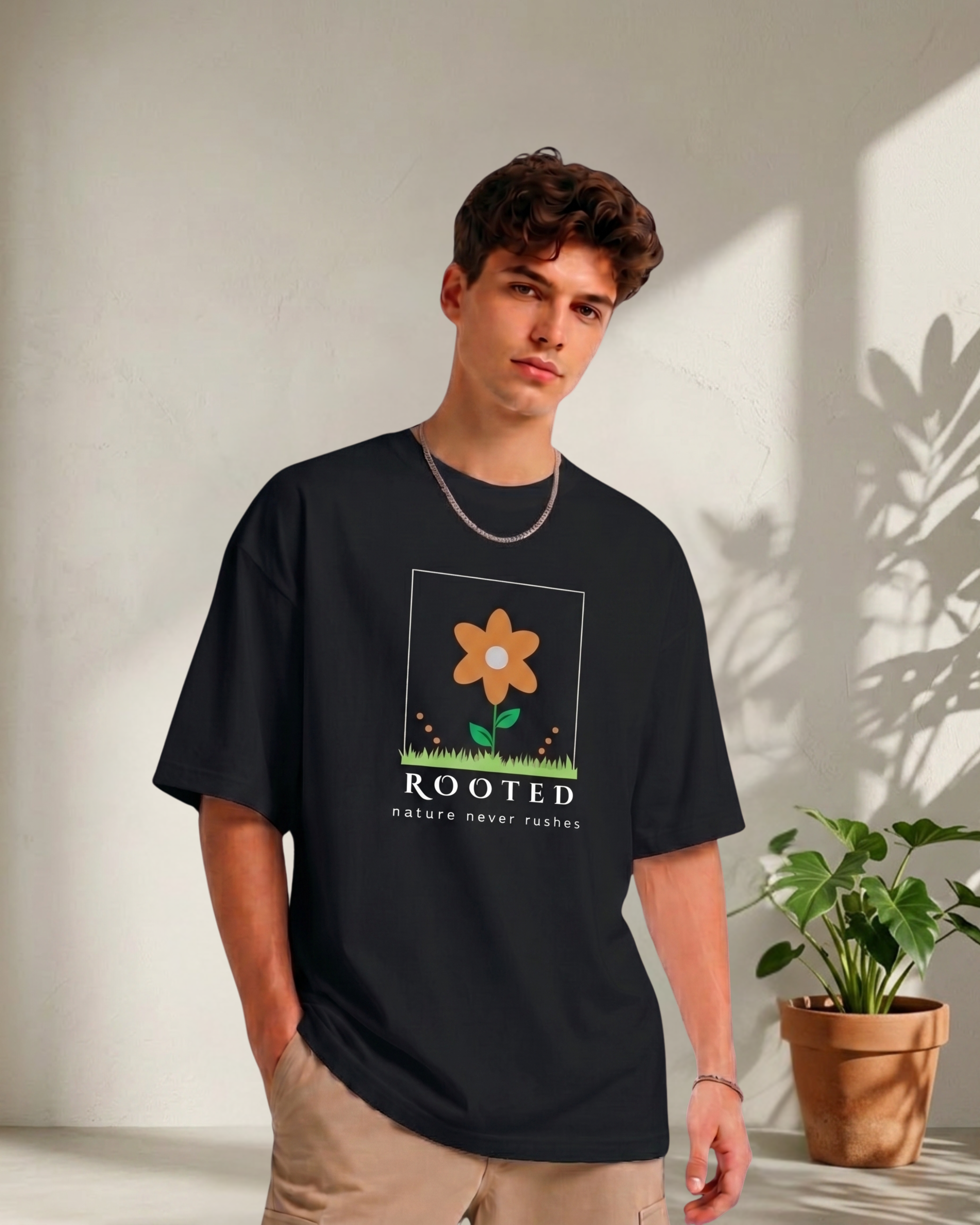 Rooted Nature Never Rushes - Premium Oversized T-Shirt