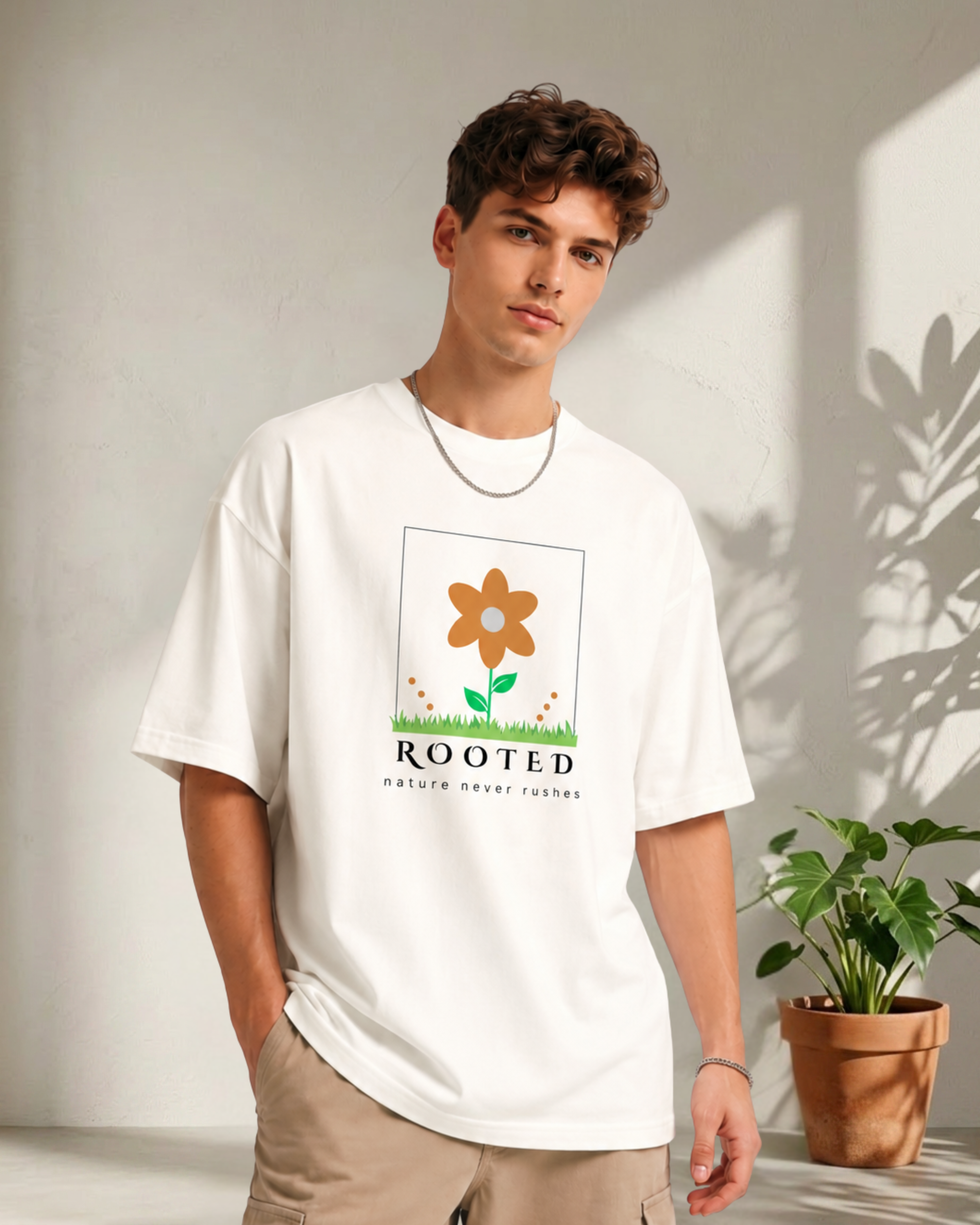 Rooted Nature Never Rushes - Premium Oversized T-Shirt
