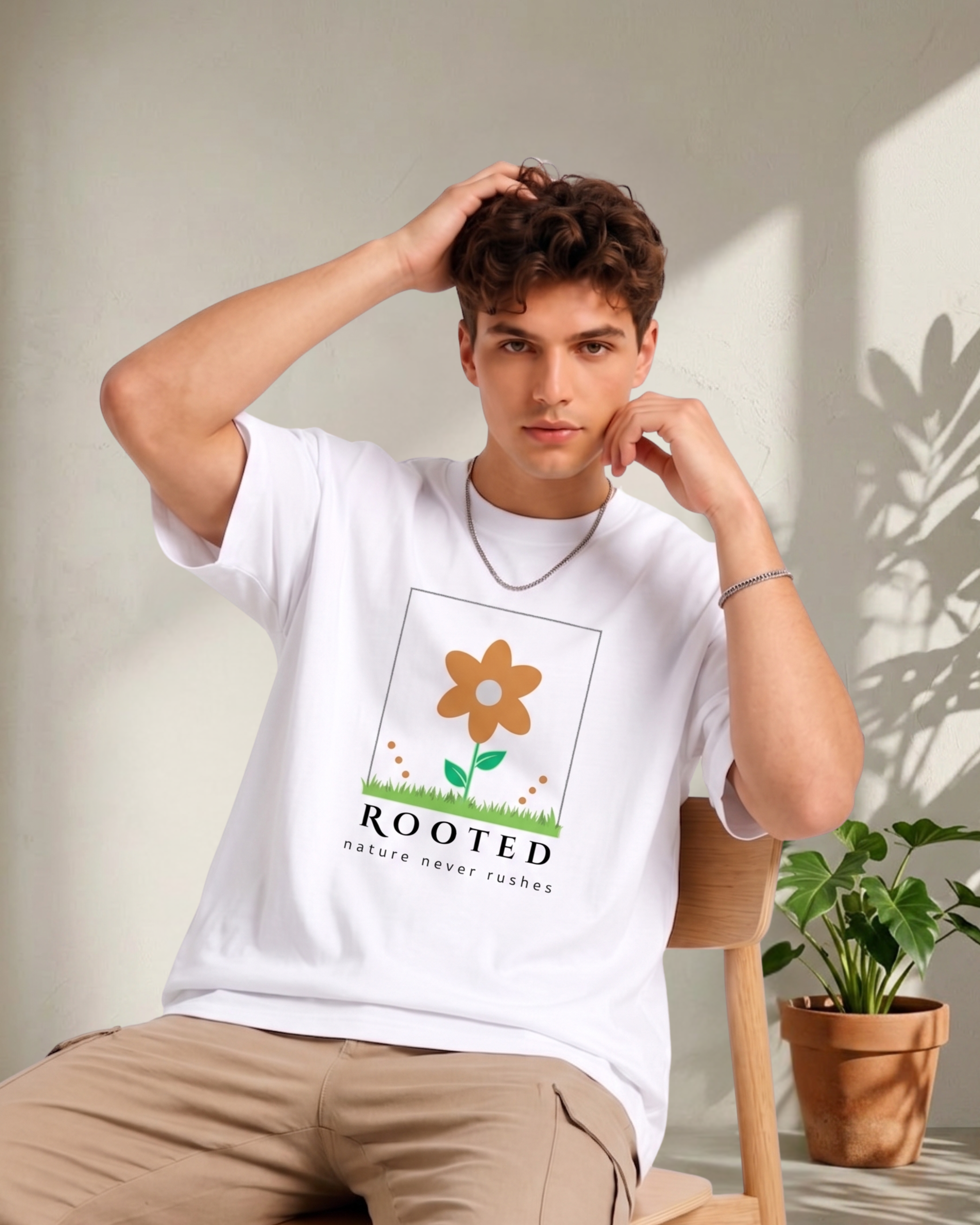 Rooted Nature Never Rushes - Premium Oversized T-Shirt