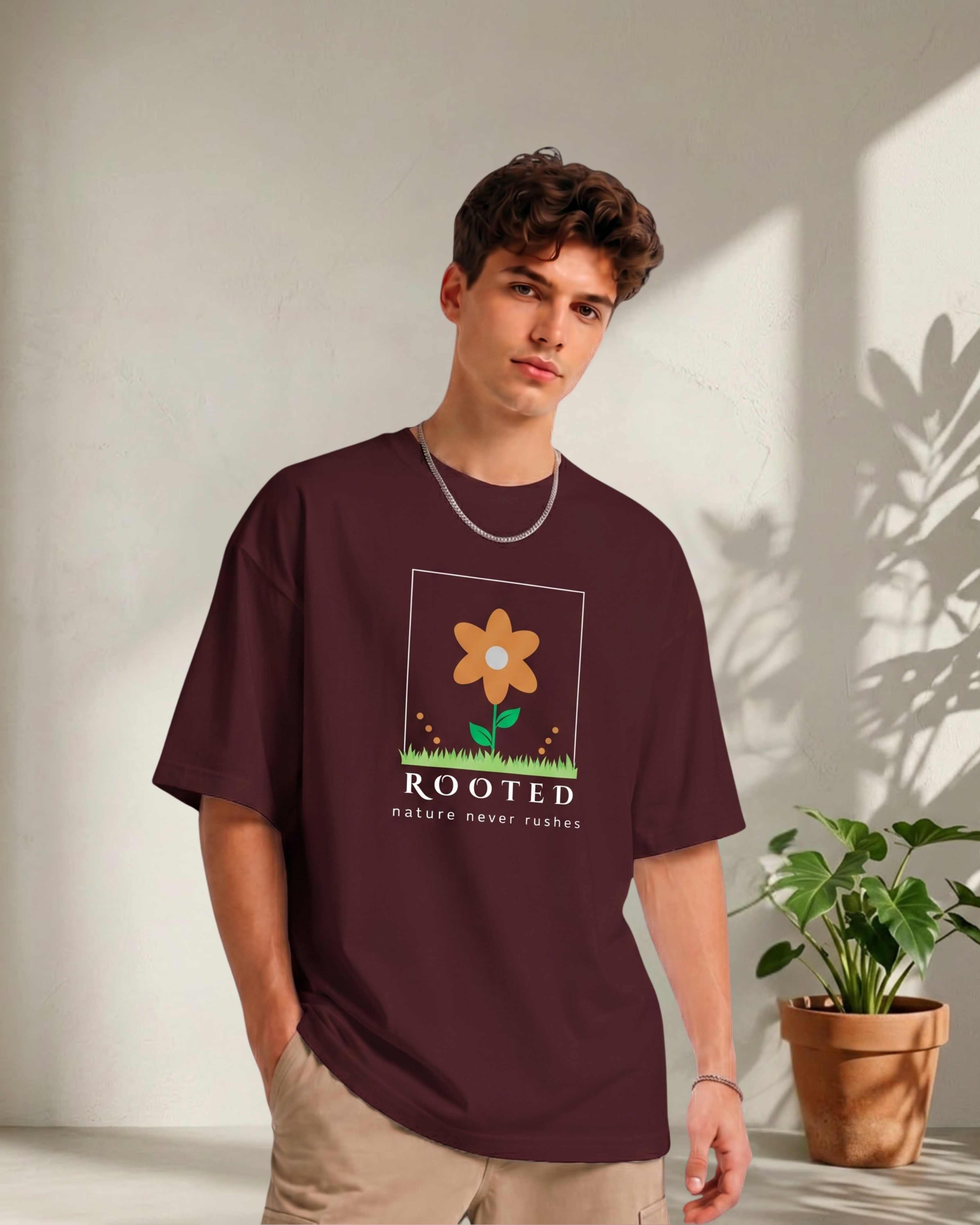Rooted Nature Never Rushes - Premium Oversized T-Shirt